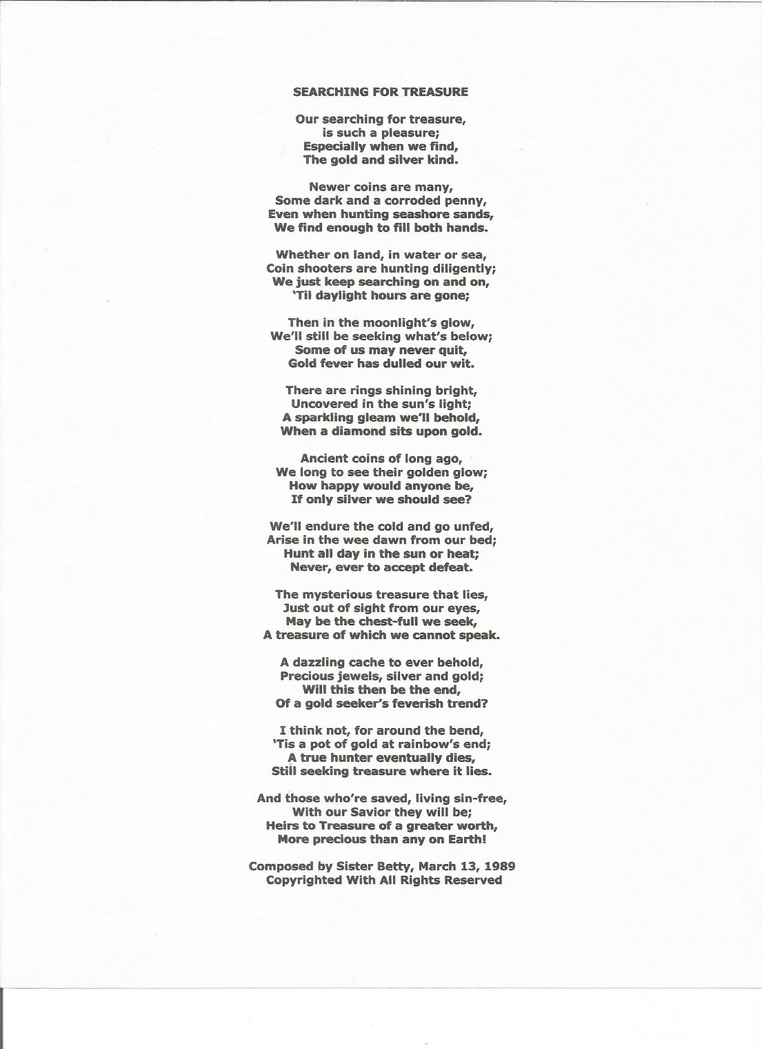 SEARCHING FOR TREASURE  Composed by Betty Huett  March 13, 1989.jpg